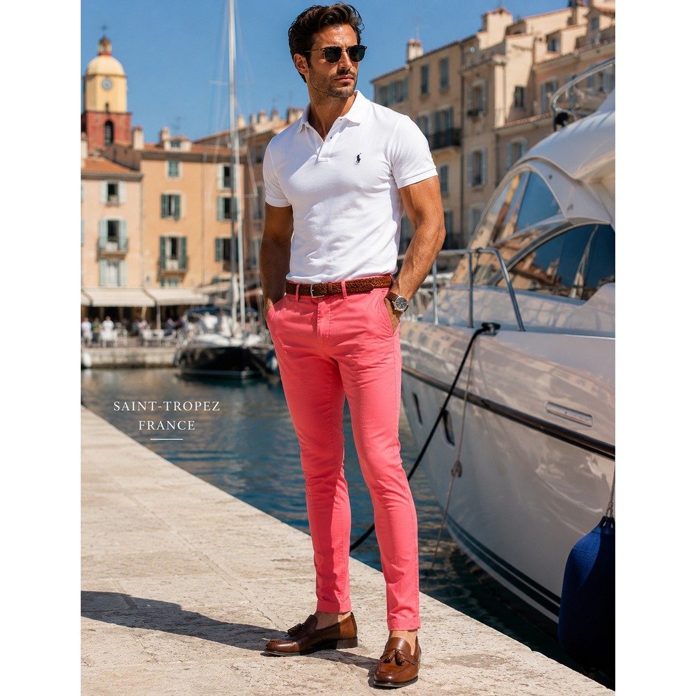 DSQUARED2 Coral Pink Cotton Chinos Slim Fit Italy Luxury Trousers 50